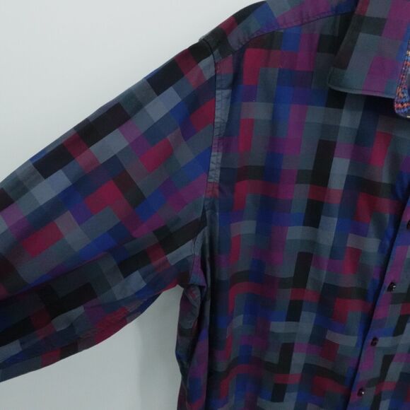 RObert Graham Shirt Mens XL Gray Geometric Flip Cuff Preppy Casual Office Button - Picture 10 of 15